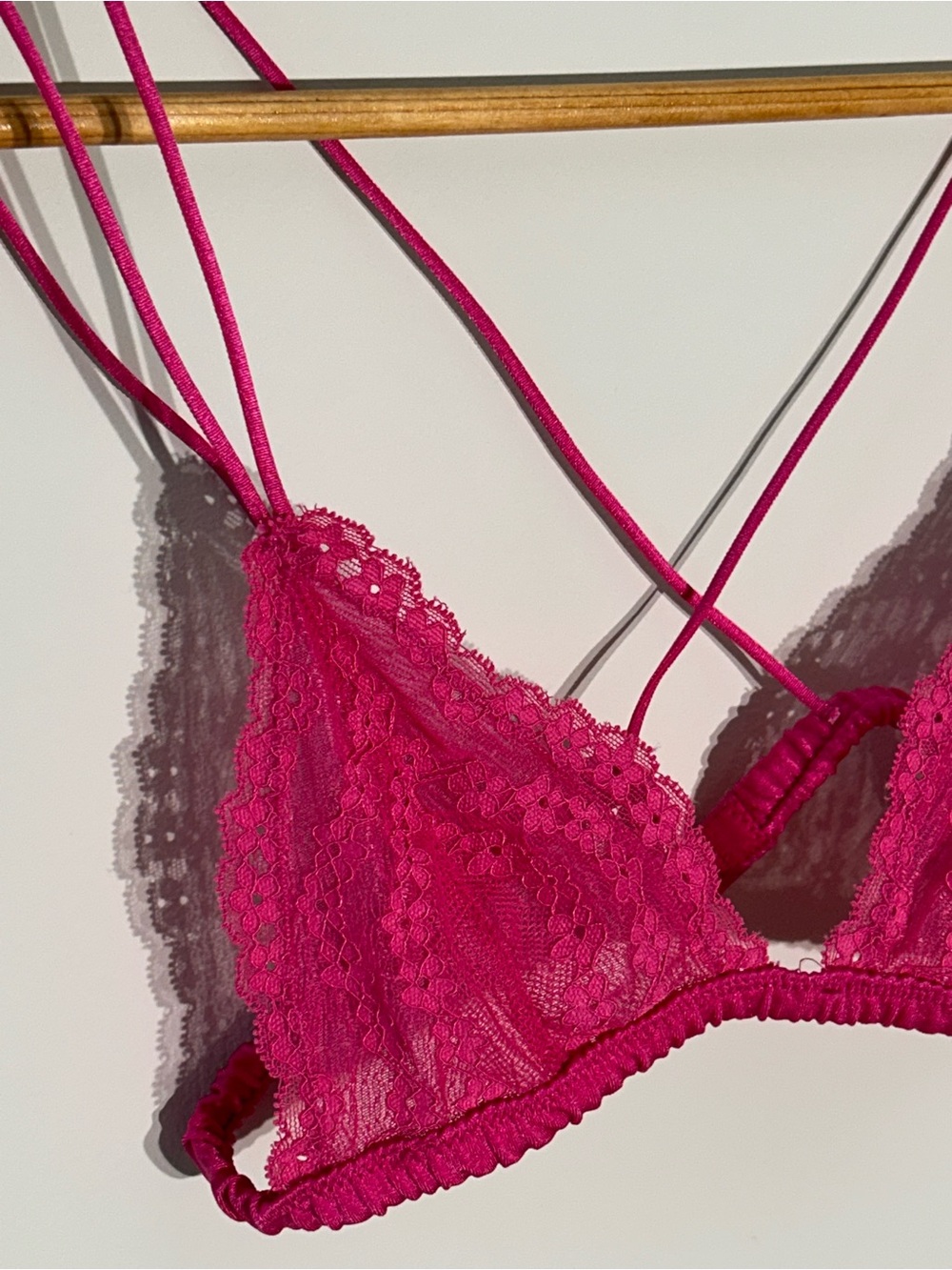 Urban Outfitters Hot Pink Lace Crisscross Bralette